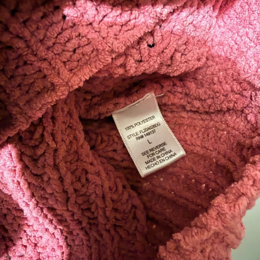 Favlux Pink Chunky Knit Cropped Sweater Size Large Cozy Textured Pullover